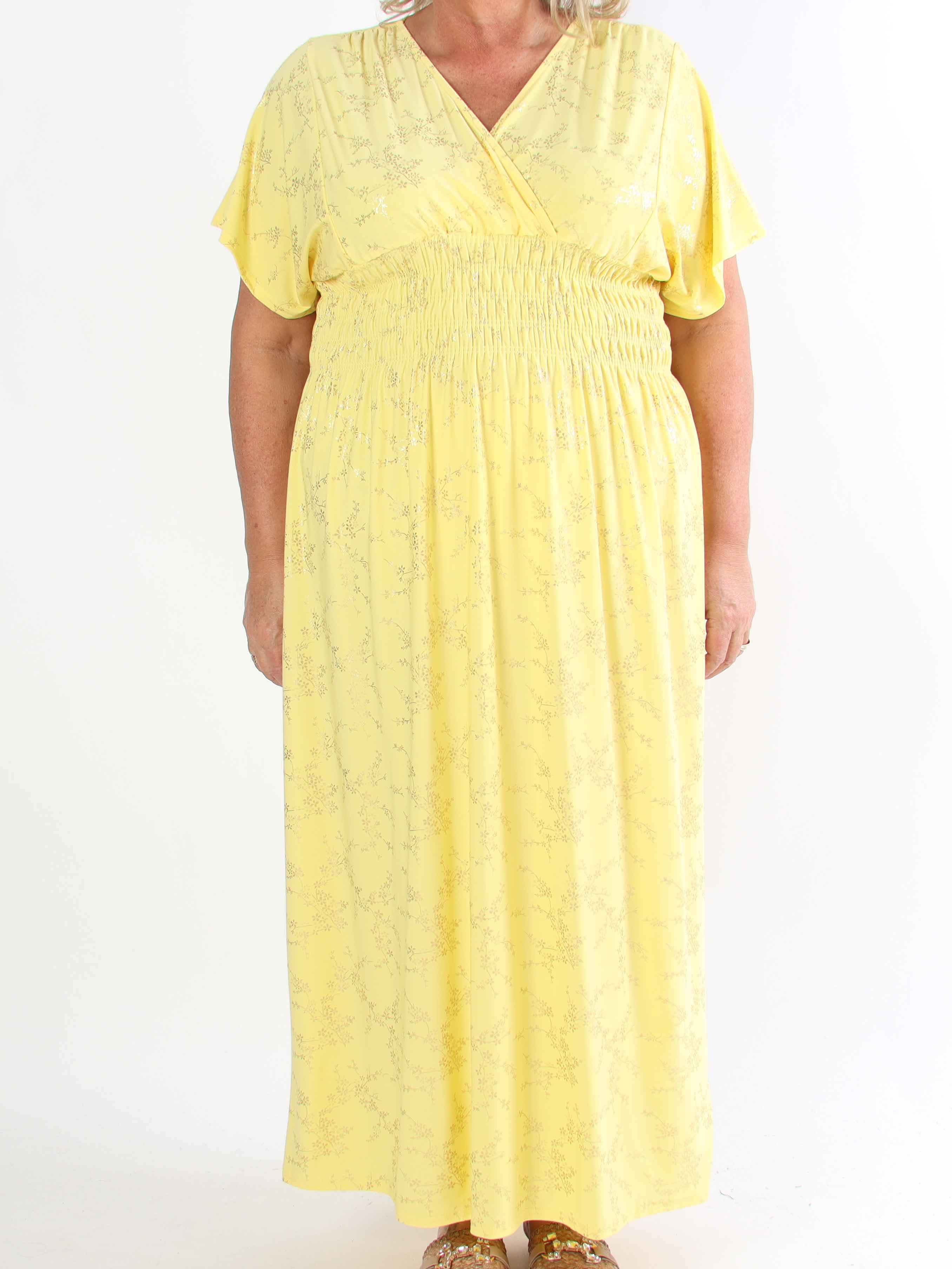 Pams Gold - Ensfarvet plus size kjole med gulddetaljer